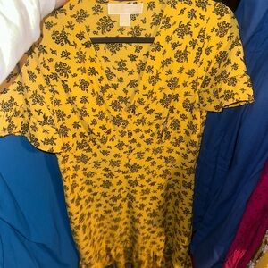 MICHAEL Michael Kors Yellow and Black Floral Dress